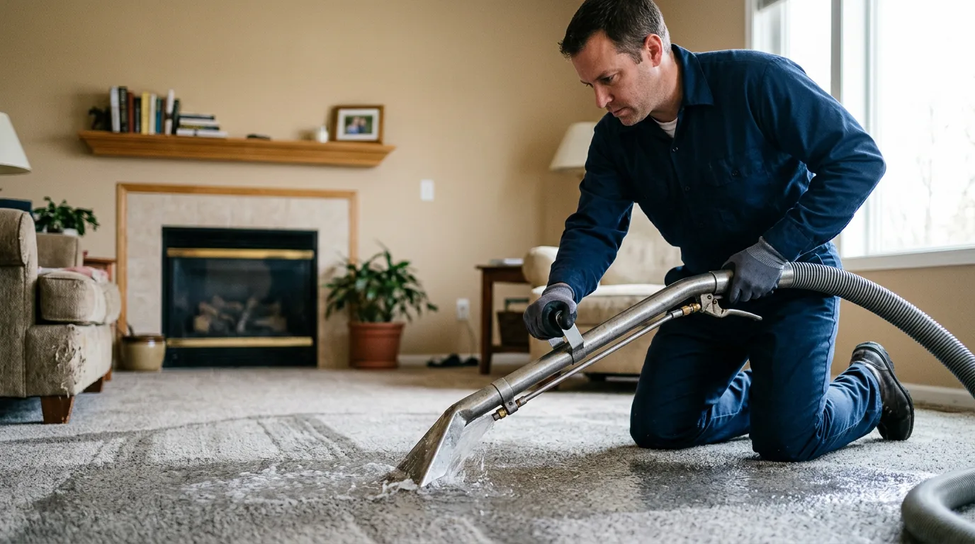 Water damage restoration technician working near Midland, TX